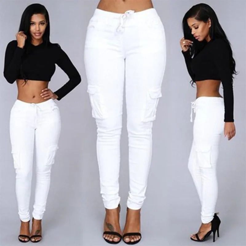 Slim-Fit Bleistifthose für Damen mit Kordelzug & Taschen
